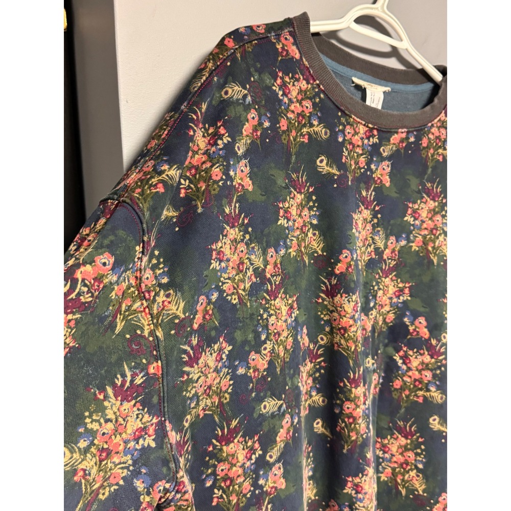 Natural Life English Garden Floral Sweatshirt L/XL Boho Navy Grey Pullover Top - Picture 4 of 8